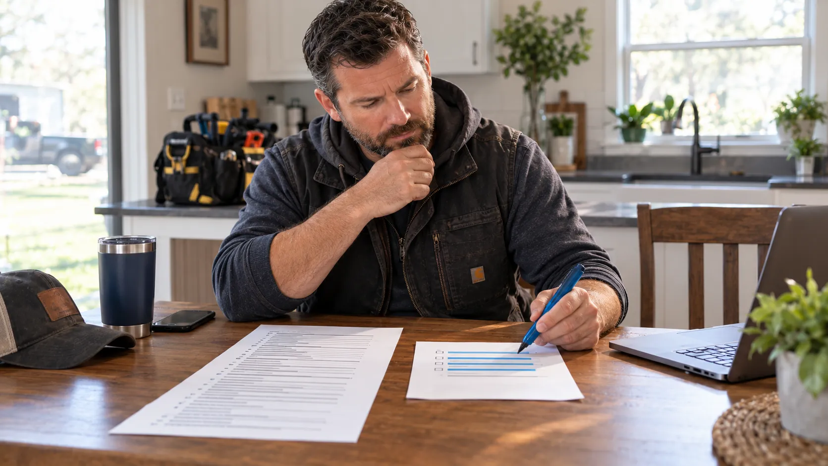 Landscaping business owner comparing a generic keyword list with a tailored one